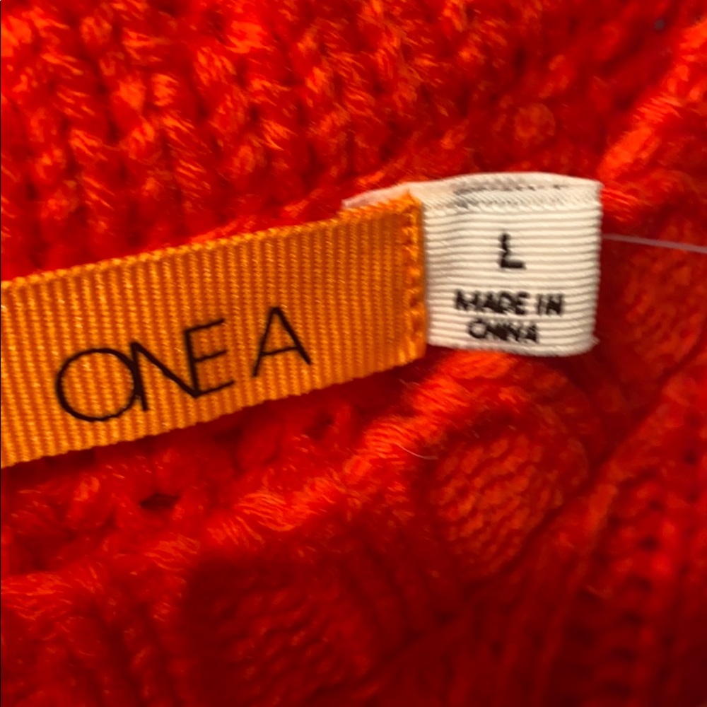One A Mixed Knit Crew Neck Sweater Riot Orange - Picture 4 of 10
